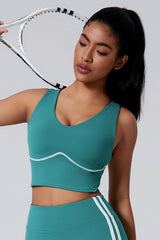 Women Wide Strap Built-In Bra Medium Support Yoga Workout Tank Top
