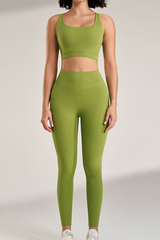 Women's Two-Piece Set:Cross Back Sports Bra & Yoga Leggings