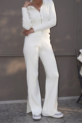 Fitted knit sweater and pants set