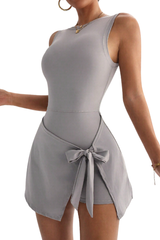 Women's Round Neck Tie-Strap Sleeveless Tennis Dress