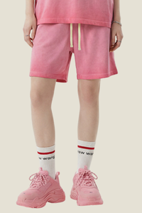 Unisex 320G Cotton Shorts - Washed Ombre Drawstring 5-Inch