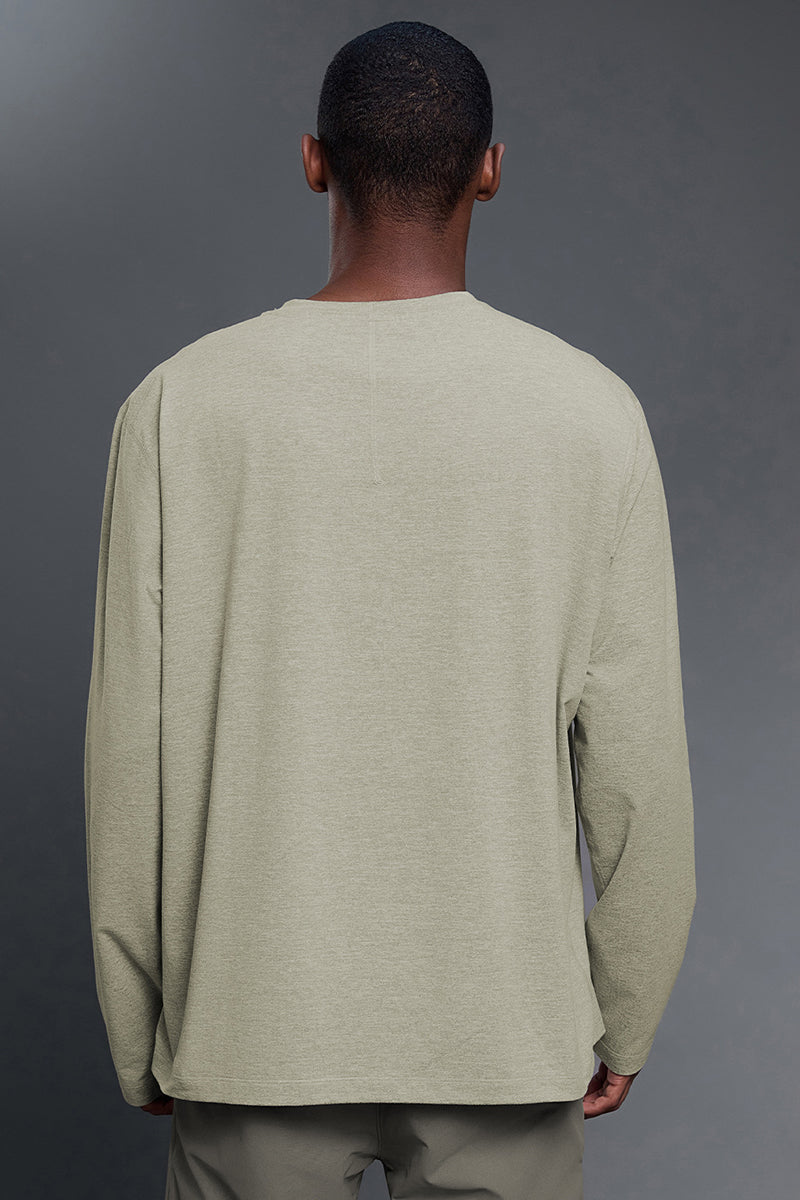 Men Round Neck Breathable Stretchy Casual Sport Long Sleeves