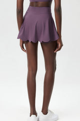 Women Scalloped Lycra Quick-Dry Anti-Peek A-Line Tennis Skirt
