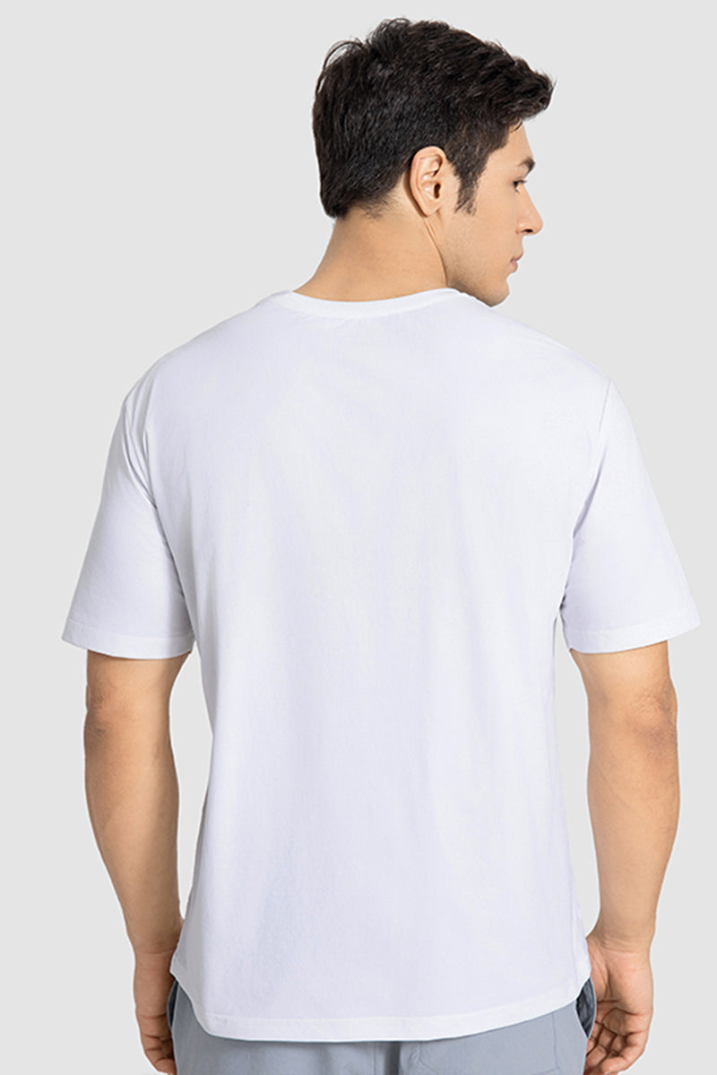 Men Casual Short Sleeve Quick-Dry Breathable Elastic Fitness Running Round-Neck Solid Color T-Shirt