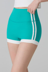 Women's Side Contrast Double Stripes Slim Fit Sports Shorts
