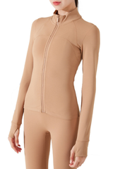 Women's Winter Stand Collar Full Zip Fleece Lined Yoga Jacket