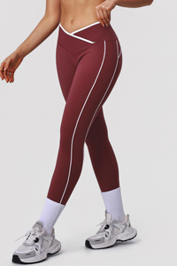 Women's Criss-Cross Waist Color-Blocked High-Waist Leggings