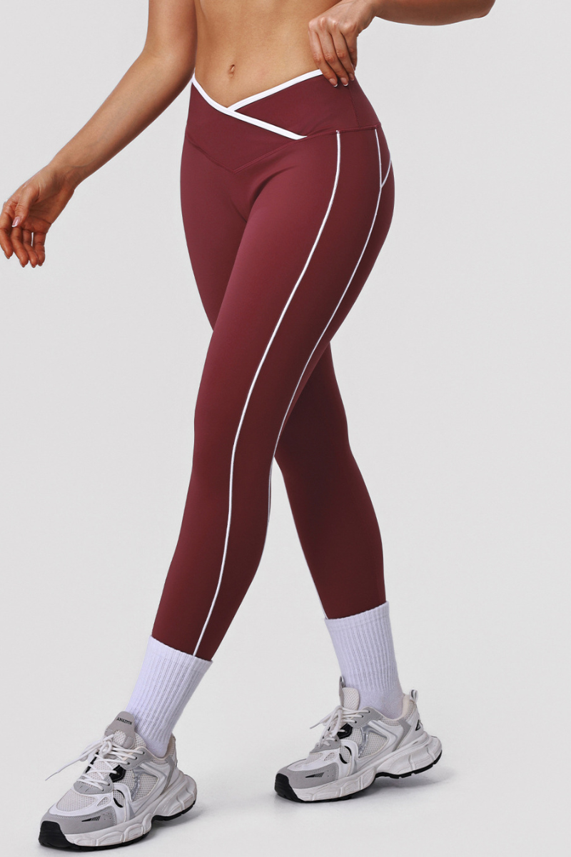Women's Criss-Cross Waist Color-Blocked High-Waist Leggings