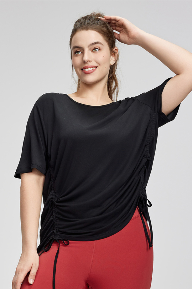 Plus Size Women's Drawstring Adjustable Sports T-shirt