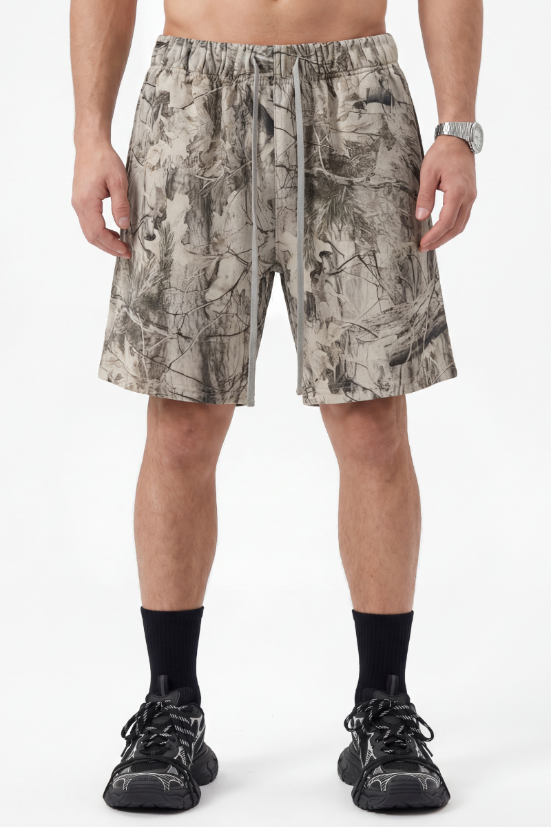 Men's Spring Tree Branch Camo Drawstring Casual Shorts