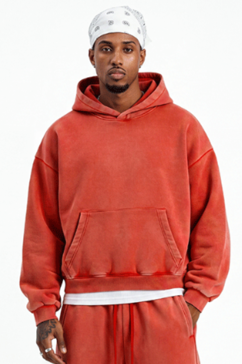 Men's Fall Fleece Heavyweight Washed Drop Shoulder Hoodie