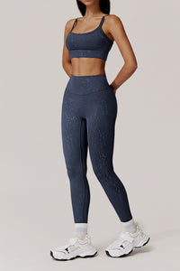 Women Gold Foil Fabric Sports Bras + Yoga Sports Leggings
