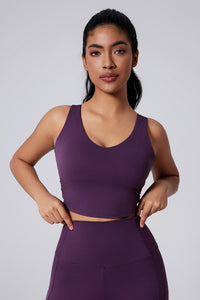 Women Open-Back Naked-Feel Yoga Built-In Bra Waist-Cinching Workout Tank Top