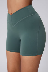 Women V-Waist High Rise Shaping Hip Lift Yoga Shorts