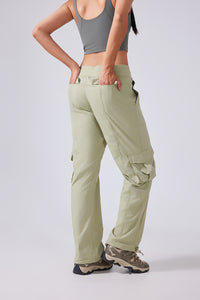 Women Lightweight Quick Dry Multi-Pocket Outdoor Running Sports Fitness Workwear Wide Leg Casual Pants