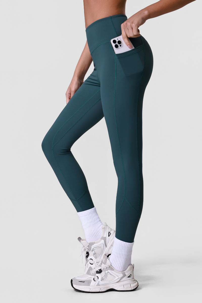 Women's Sports Side Pocket Hip-Lifting Solid Yoga Leggings