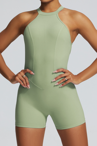Women’s Pleated Backless One-Piece Sport Jumpsuit