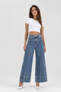 Women's High Waist Wide Leg Straight Stretch Jeans