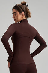 Women Slim-Fit High-Neck Finger-Loop Yoga Long Sleeve