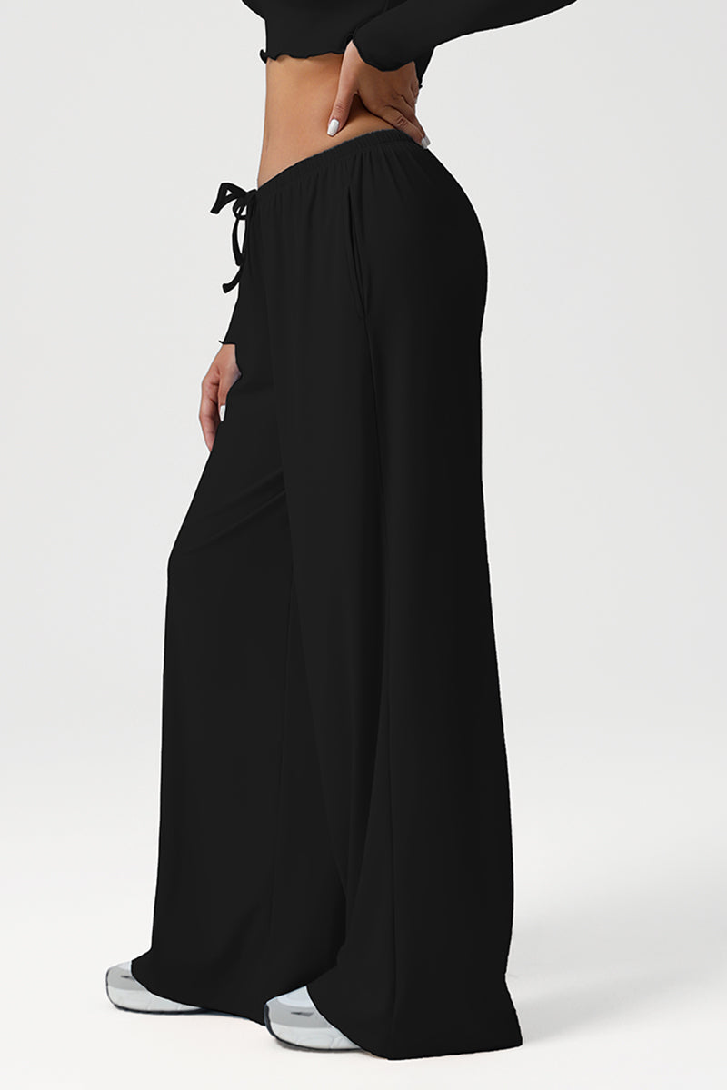 Women Wide Leg Low Rise Pocket Yoga Pants