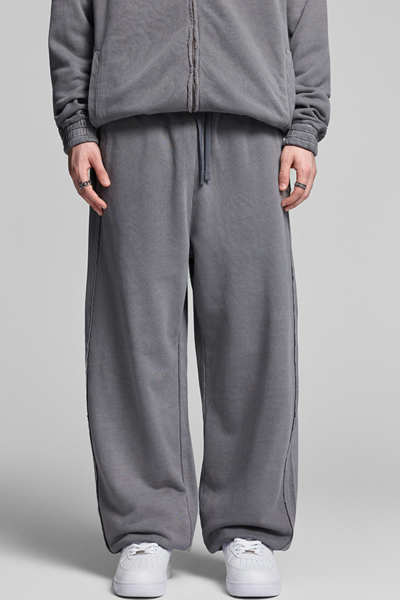 Faded, frayed-edged sweatpants