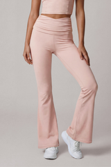 Women's Athletic High Rise Pleated Slim Fit Flared Pants
