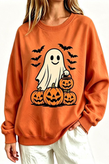 Women's Fall Halloween Spooky Ghost Pumpkin Sweatshirt