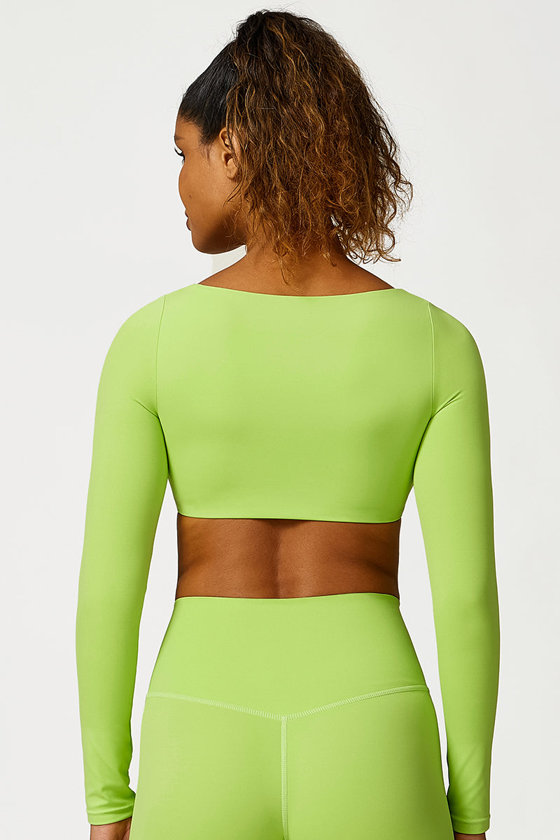 Women'S Square Neck Long Sleeve Cropped Top