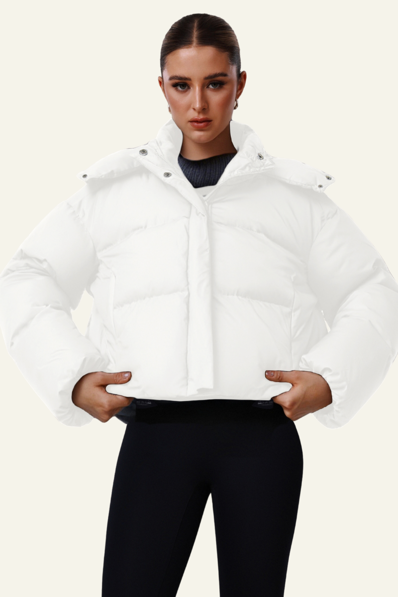 Women's Cropped Hooded Cotton Jacket