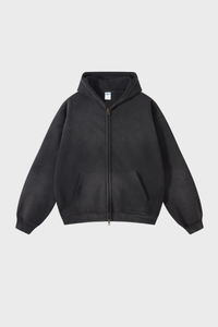 Unisex 360G Heavyweight Washed Distressed Hooded Jacket