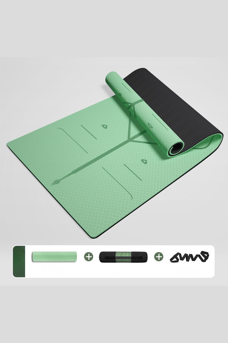 Unisex TPE Non Slip Alignment Yoga Mat Set - 3pcs Multicolor