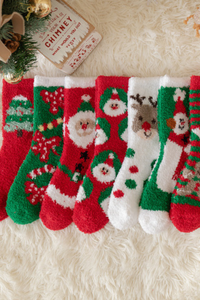Women Christmas Cute Xmas Cartoon Mid Calf Socks