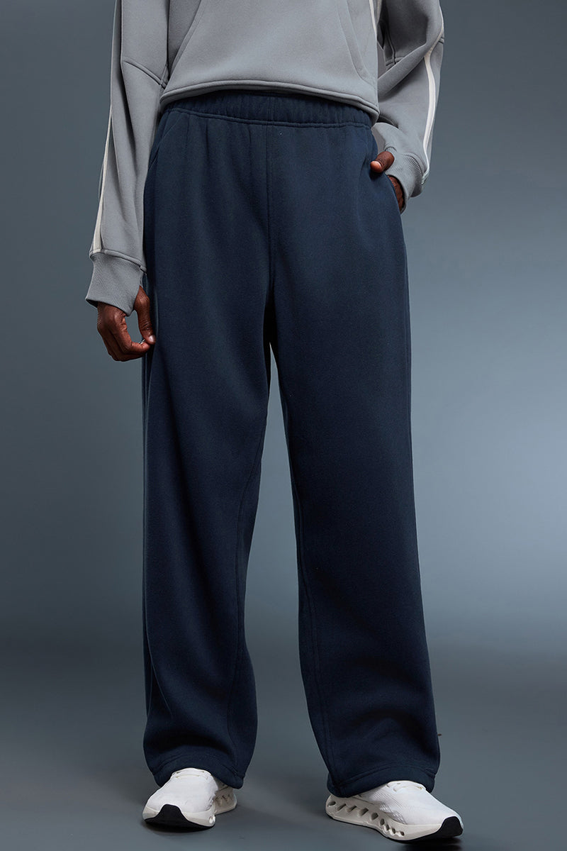 Women Loose Straight Leg Fleece-Lined Drawstring Casual Sport Pants