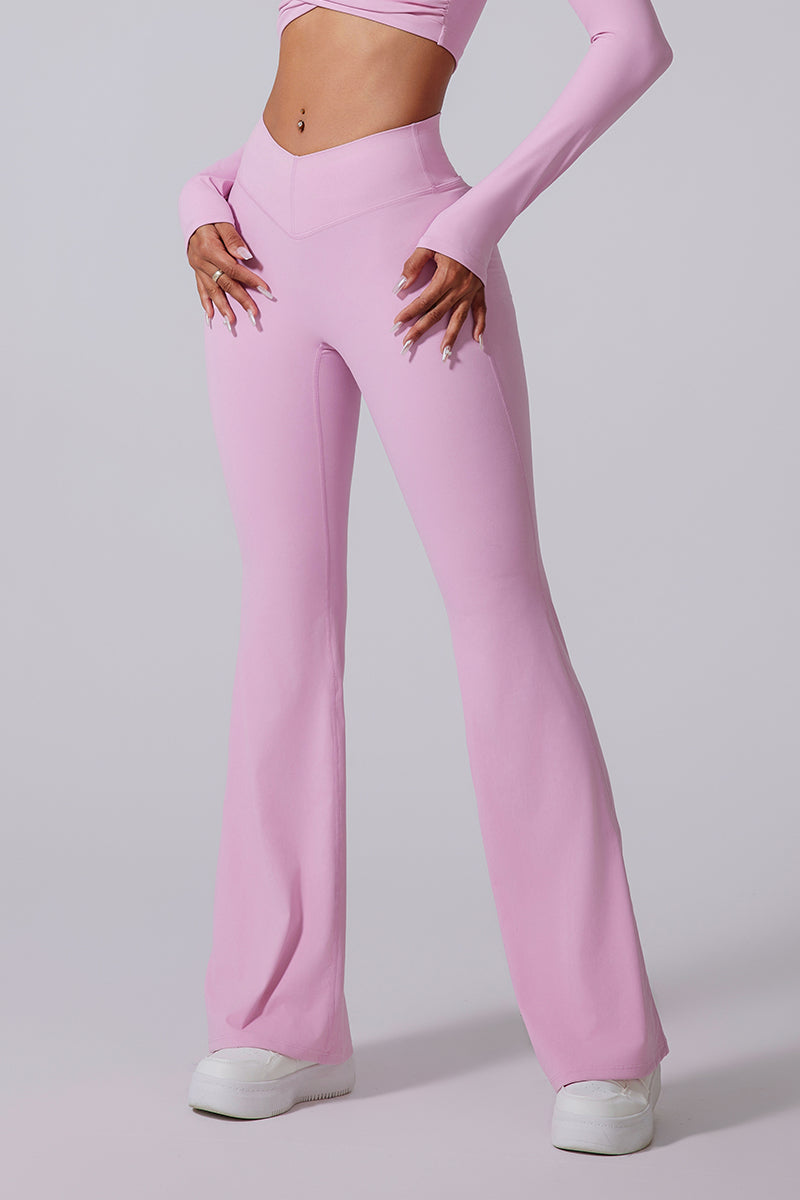 Women'S Brushed V-Shaped High-Waisted Skinny Sculpting Sports Bell Bottoms