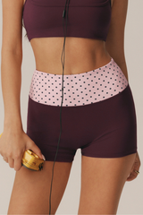 Women's Contrast Polka Dot Waistband High-Waisted Shorts