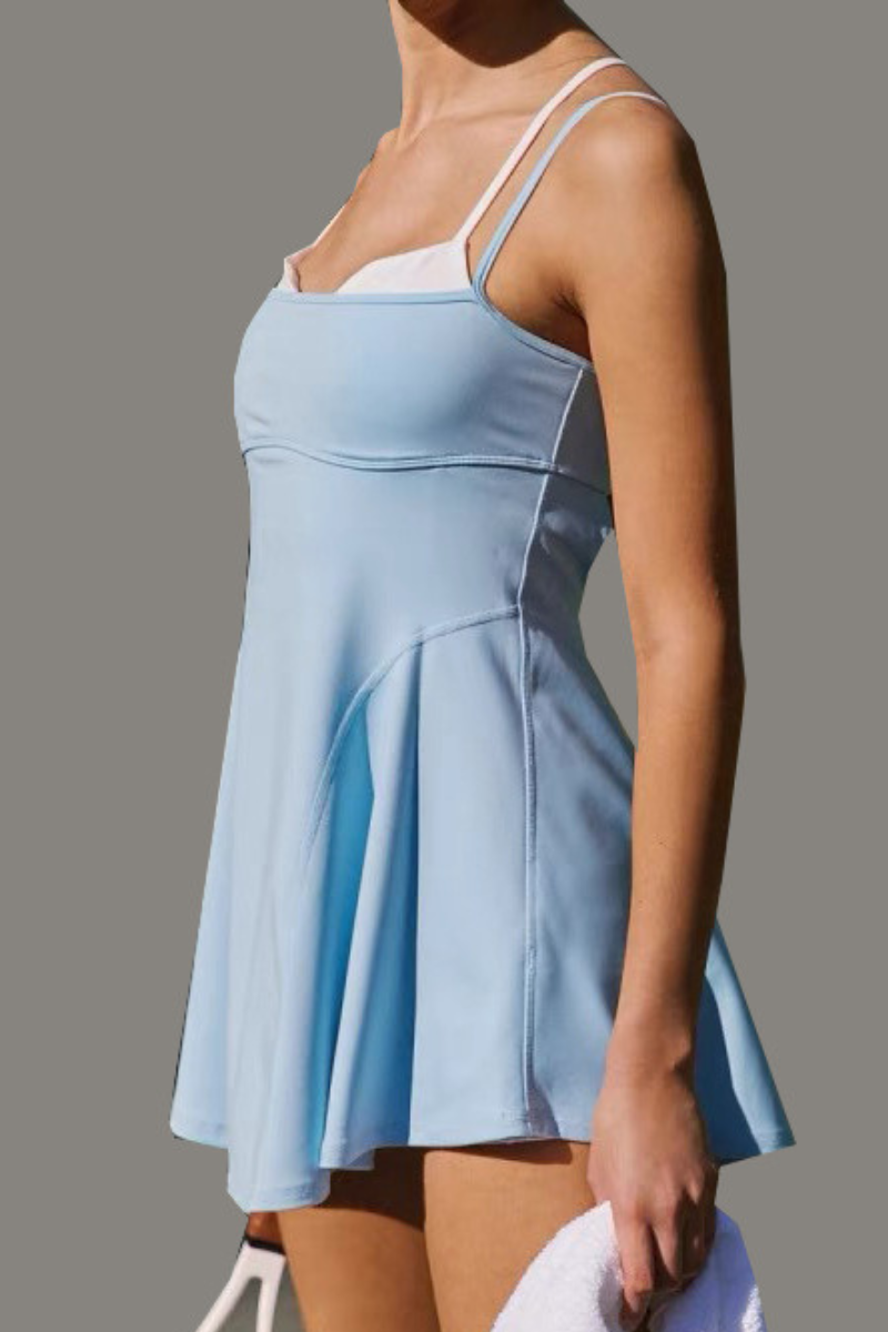 Women's Fake Two-Piece Racerback Athletic Tennis Skirt