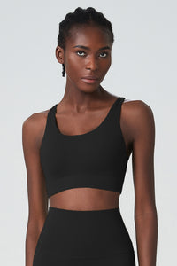 Solid color back buckle sports bra