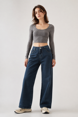 Women's High Waist Relaxed Straight Wide Leg Jeans
