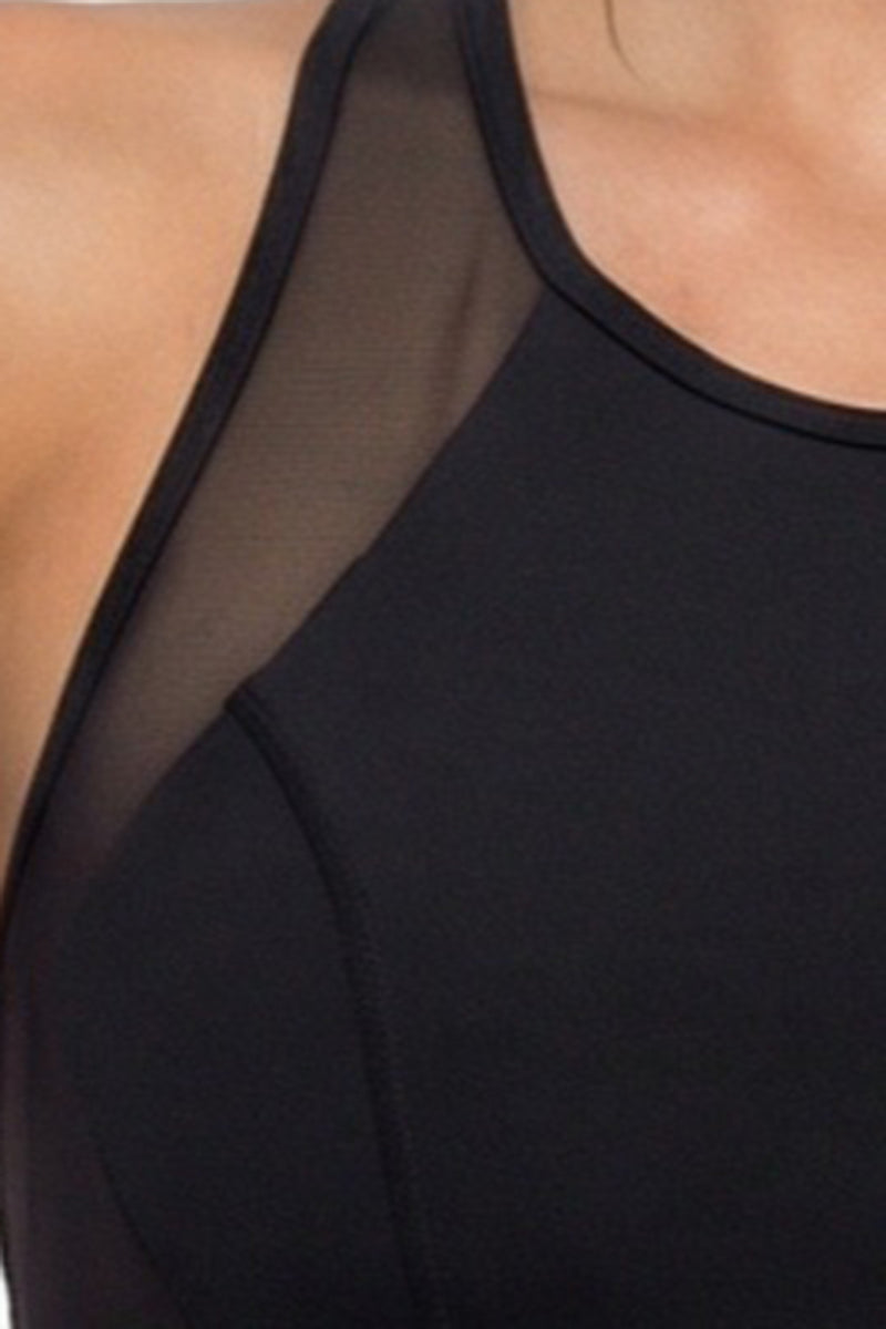 Women's Mesh-Paneled Set:Bra And Shorts