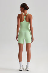 Women High-Waisted Peach Booty Yoga Set: Seamless Crotch Shorts + Y-Back Sports Bra