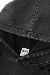 Men/Women Vintage Snow Wash Ripped Loose Hoodie