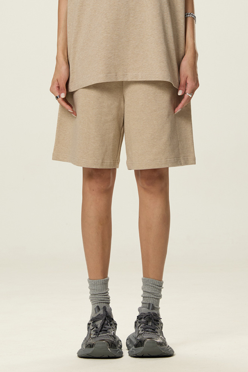 Unisex 380G Cotton Sweat Shorts - Solid Straight Drawstring Joggers