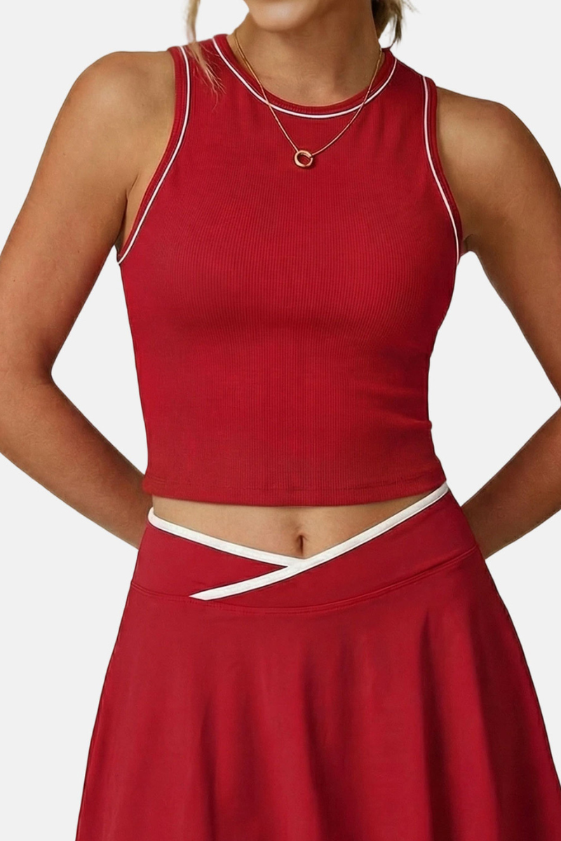 Women's Athletic Color Block Removable Pad Tank Top