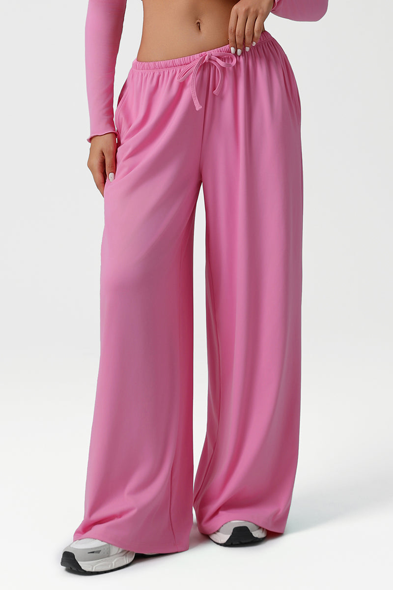 Women Wide Leg Low Rise Pocket Yoga Pants