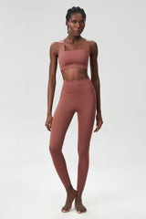 Women Wave Liquid Seamless High Stretch Midweight Yoga Set - Removable Cup Bra & Contoured Tights