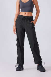 Women Lightweight Quick Dry Multi-Pocket Outdoor Running Sports Fitness Workwear Wide Leg Casual Pants
