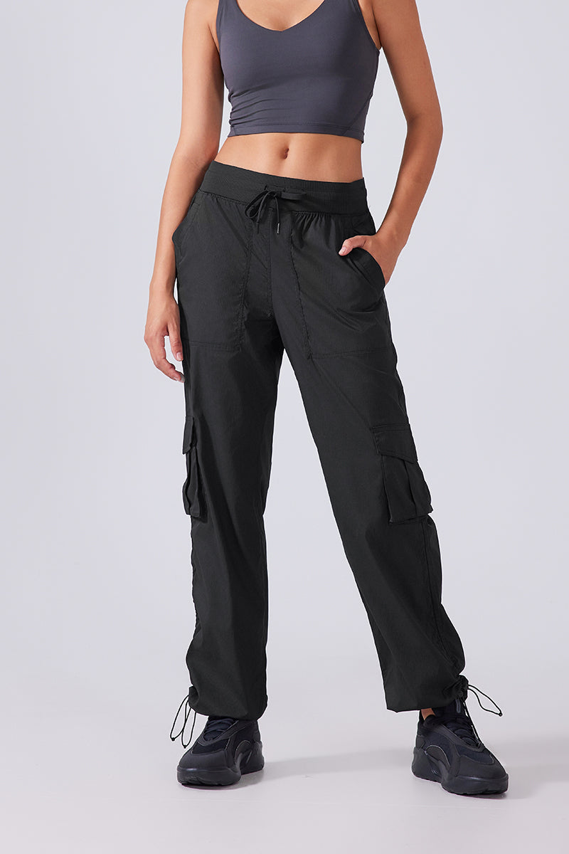 Women Lightweight Quick Dry Multi-Pocket Outdoor Running Sports Fitness Workwear Wide Leg Casual Pants