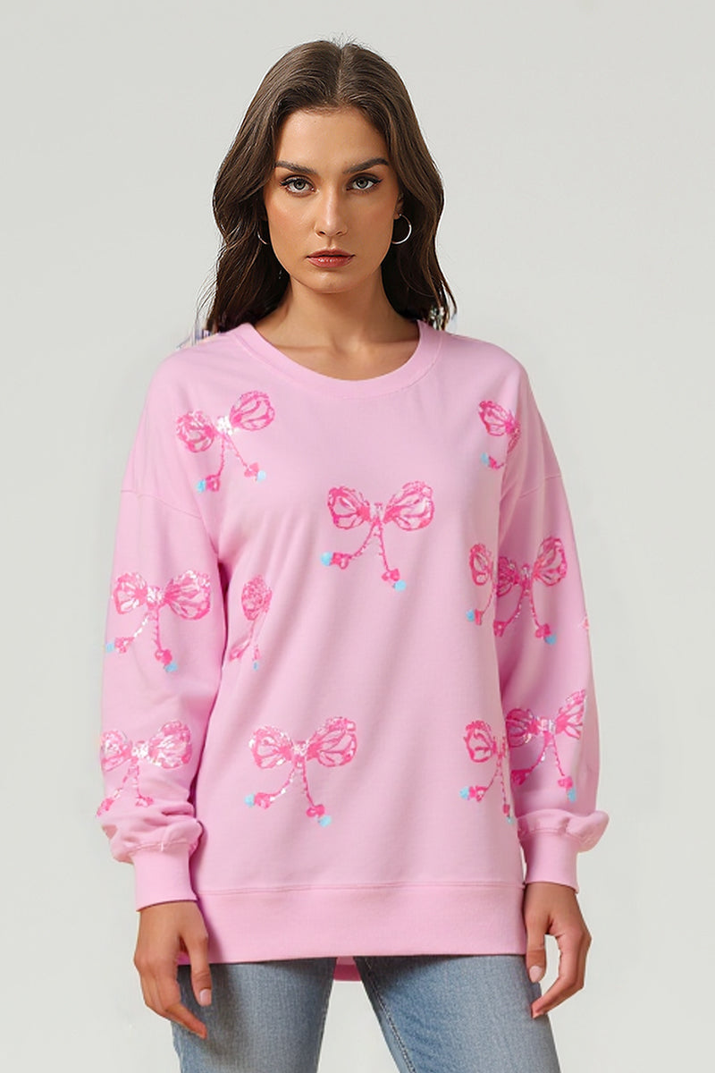 Women's Bow Embroidered Pullover Sweatshirt