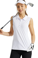 Women's Sleeveless Honeycomb Polo Golf Tennis Athletic Top
