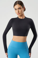 Women Slim-Fit Crop Naked-Feel Long Sleeve Yoga & Running Sportswear Top